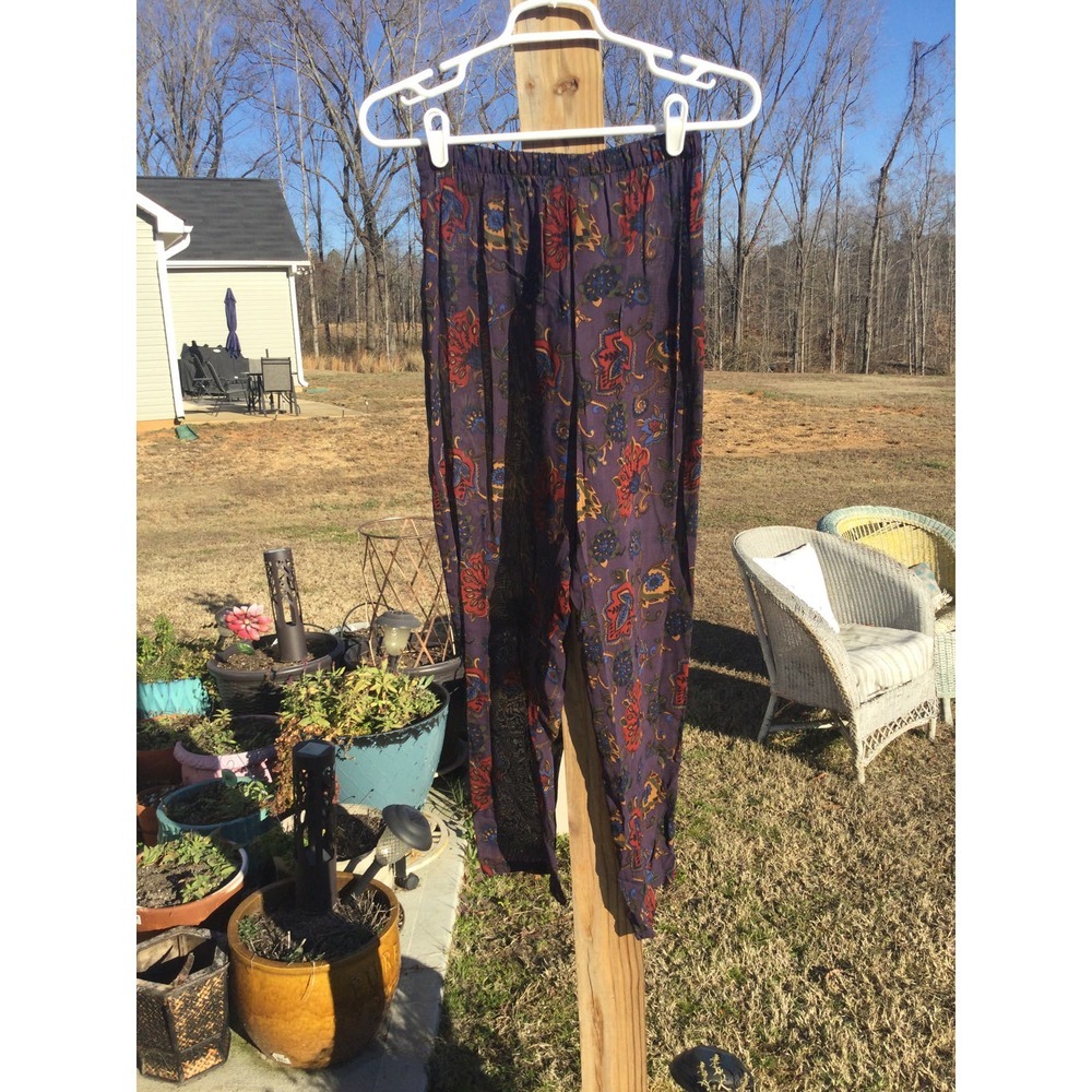Vtg Ann Taylor womens stretchy pants P petite sheer purple 90s in living color